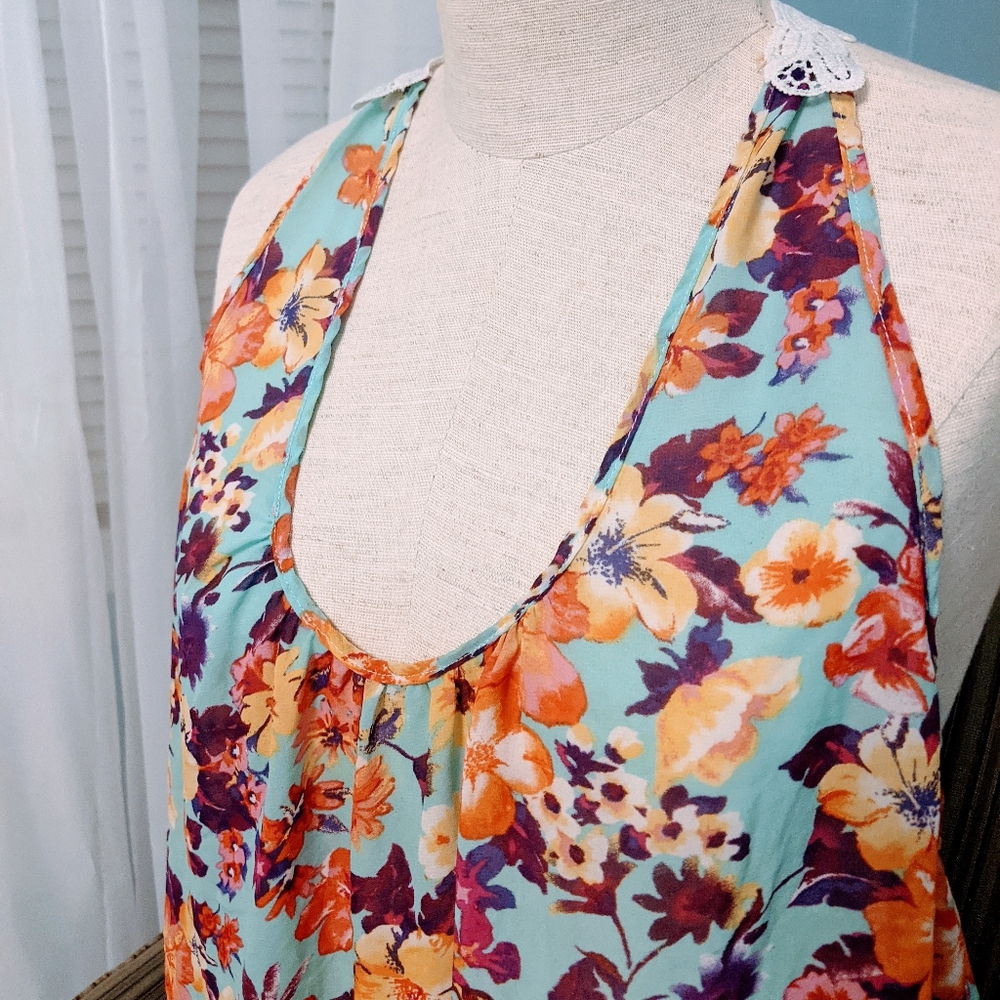 De'rotchild Sleeveless Floral Lace Flowy Blouse Tank top Plus Size 2X